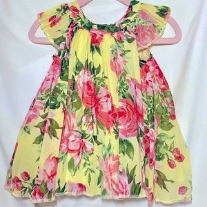 Yellow Floral Baby Girl Pleated Dress